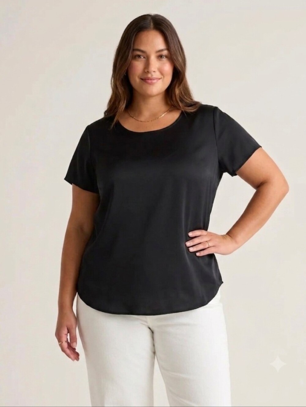 Quince Women's Elegant Short Sleeve Crewneck Blouse – Top Size XL